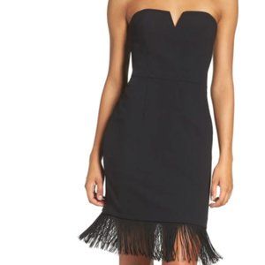 Strapless Fringe Trim Sheath Dress